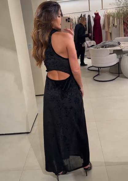 Robe Preto Midi avec Gola Alta 