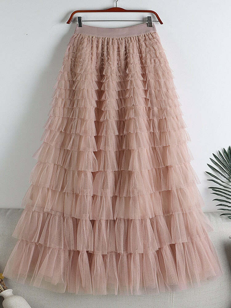Saia Midi Tule Plissada - Astrid 