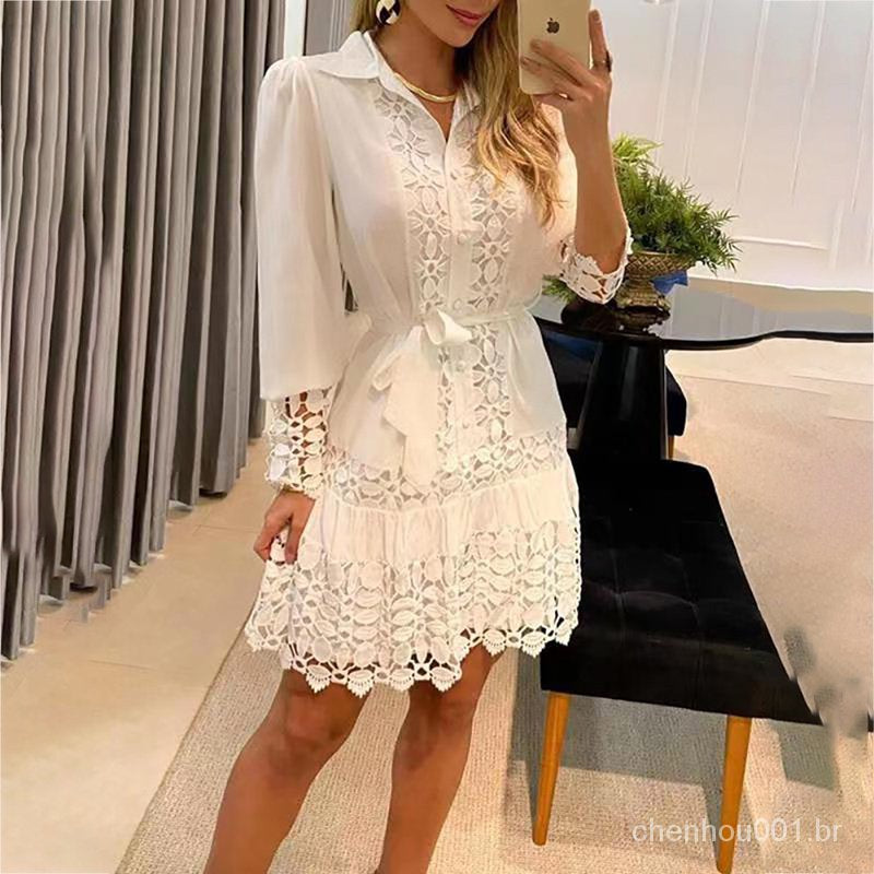 Robe Courte Broderie Blanche