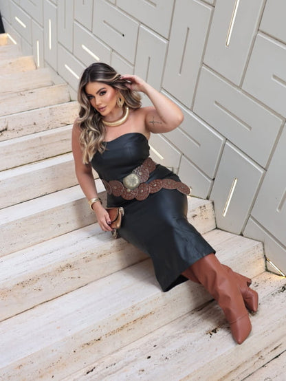 VESTIDO MIDI CORINO TOMARA-QUE-CAIA PRETO 