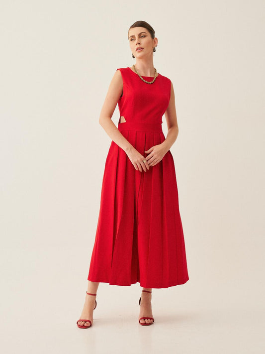 Robe Midi Jessica à Alfaiataria avec Recortes Laterais et Pregas Frontais 