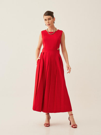 Robe Midi Jessica à Alfaiataria avec Recortes Laterais et Pregas Frontais 