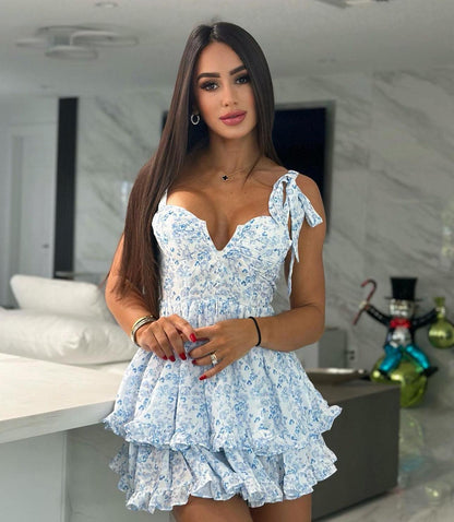 Robe Curto Floral Ruffle – Charme e Delicadeza em Cada Detalhe 