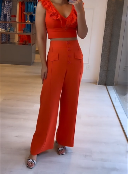 Conjunto Beatriz Cropped et Calça Wide