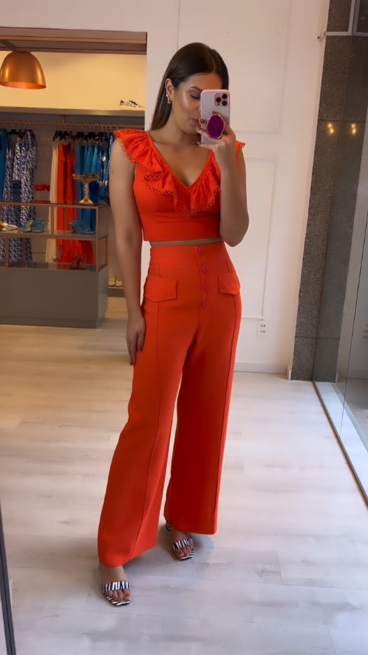 Conjunto Beatriz Cropped et Calça Wide