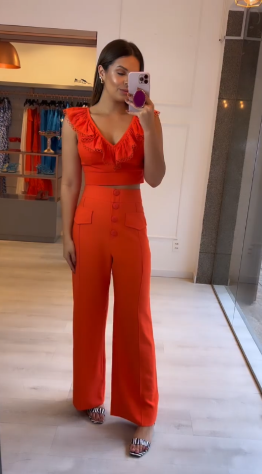 Conjunto Beatriz Cropped et Calça Wide